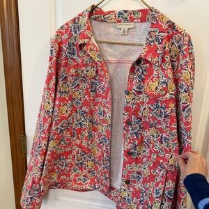 Appleseed's Red Floral Jean Jacket